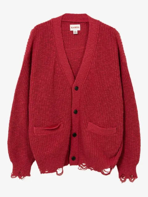 KAMIYA  frayed pocket cardigan
