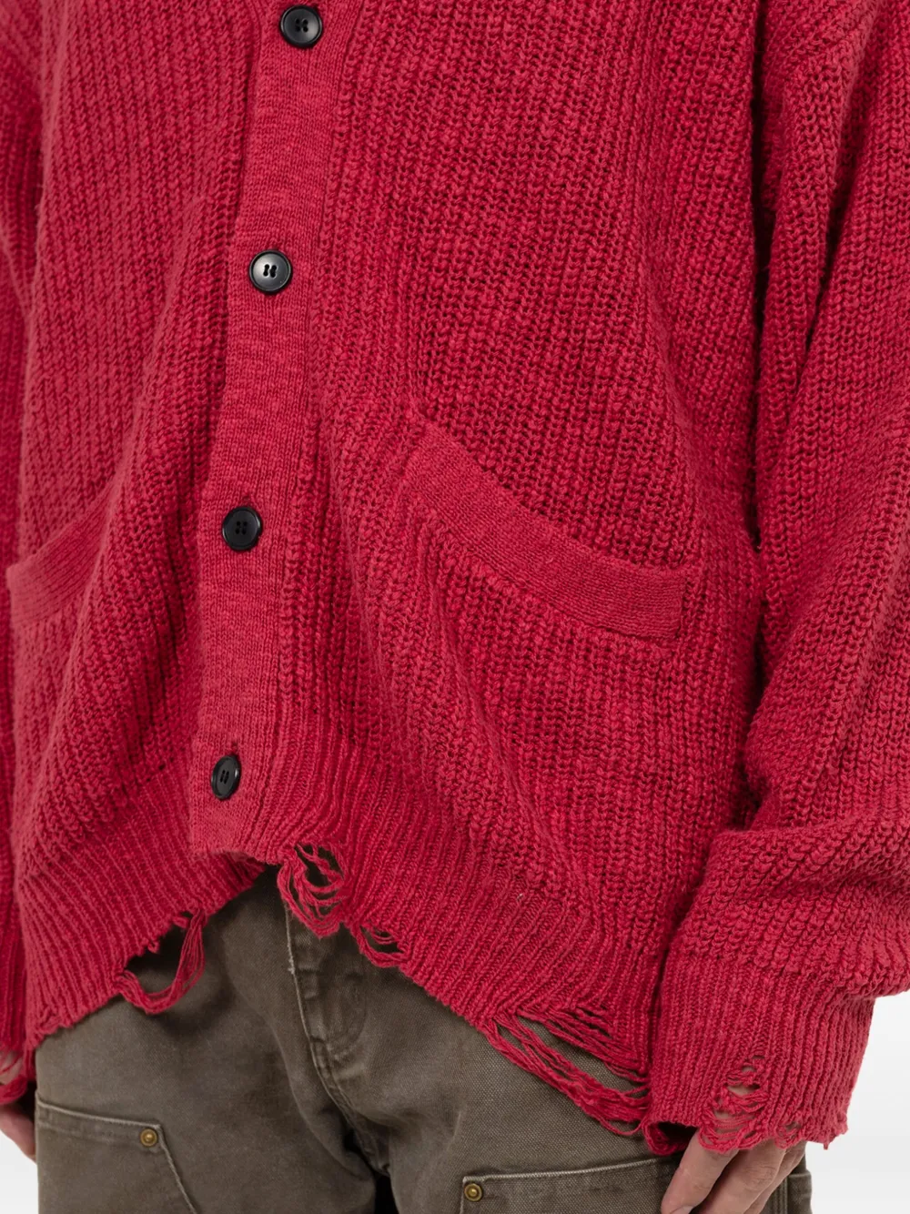 KAMIYA Vest met gerafelde zak Rood