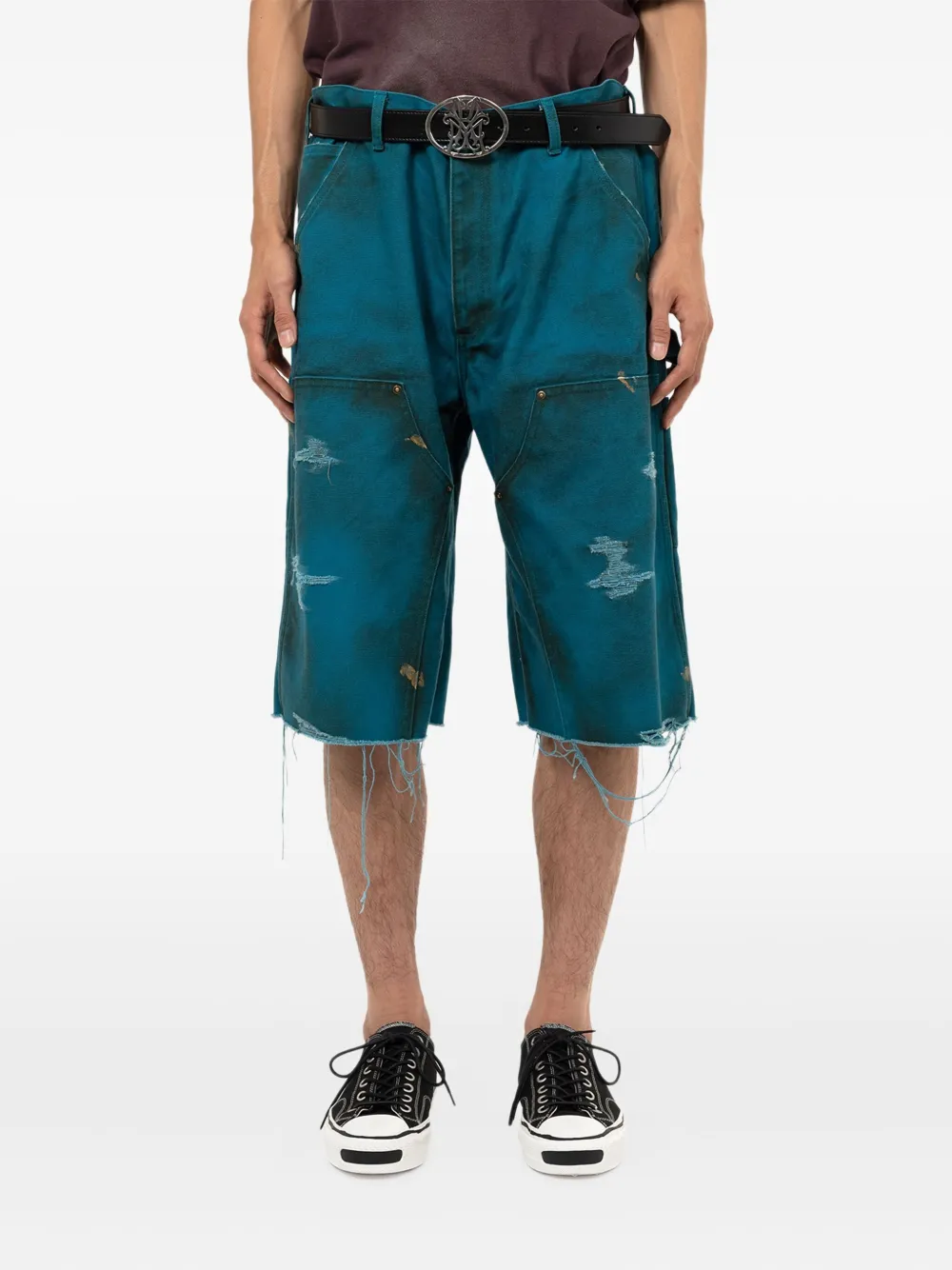 KAMIYA Gerafelde shorts - Blauw