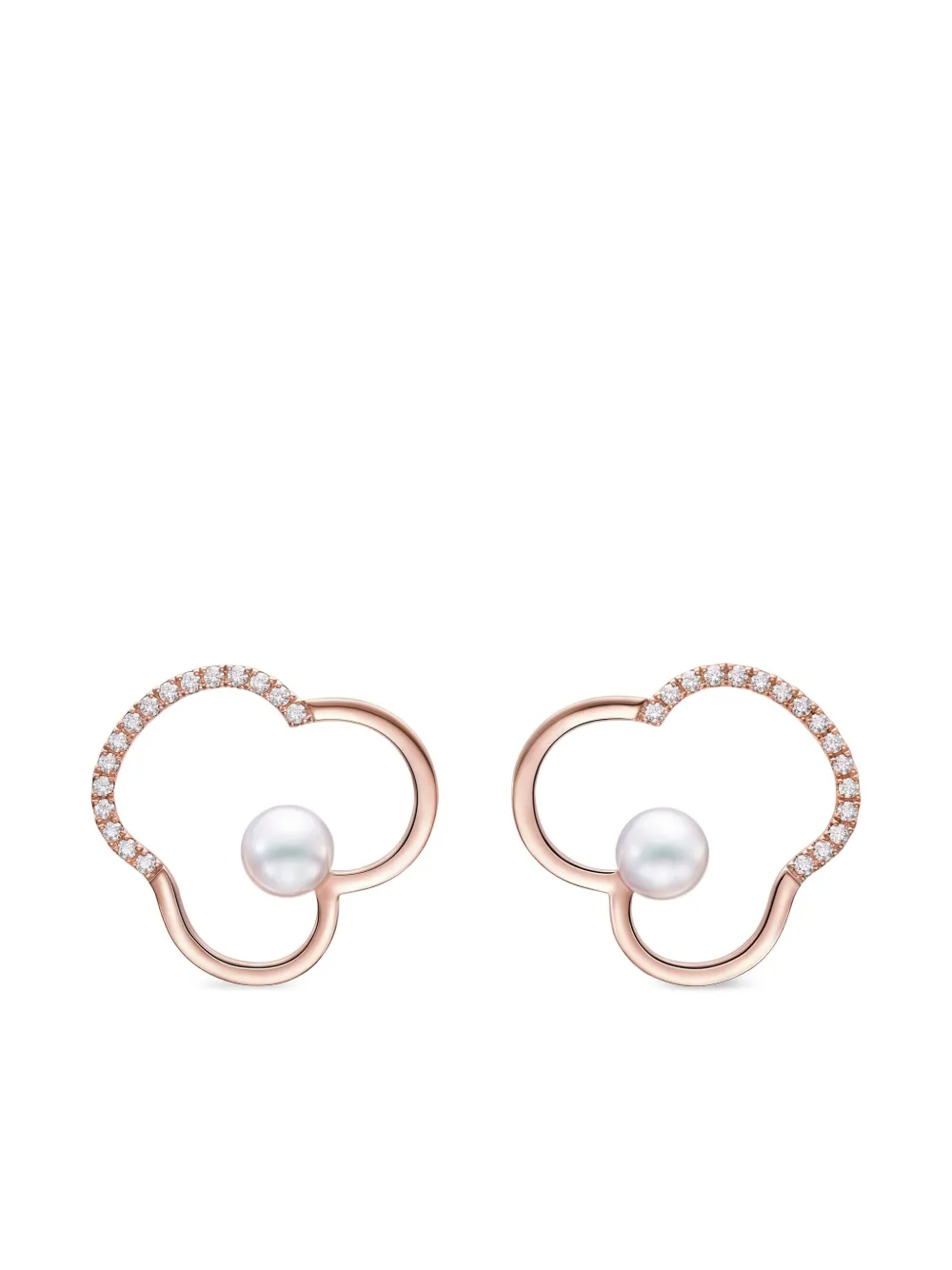 TASAKI Orecchini Chants in oro rosa 18 carati con diamanti e perle Akoya