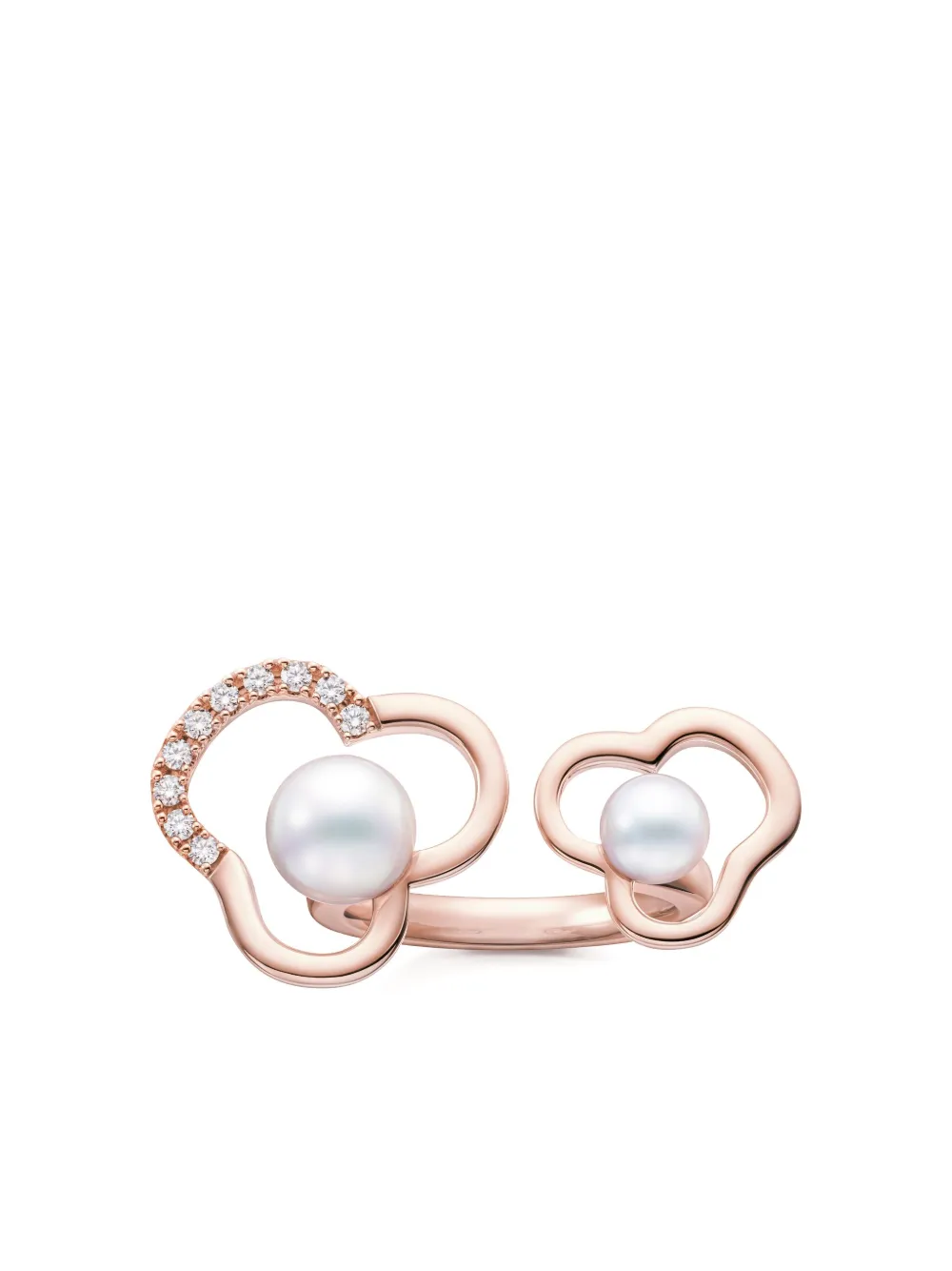 TASAKI 18K rose gold Chants signature akoya pearl and diamonds ring - TASAKI 18K rose gold Chants signature akoya pearl and diamonds ring -
