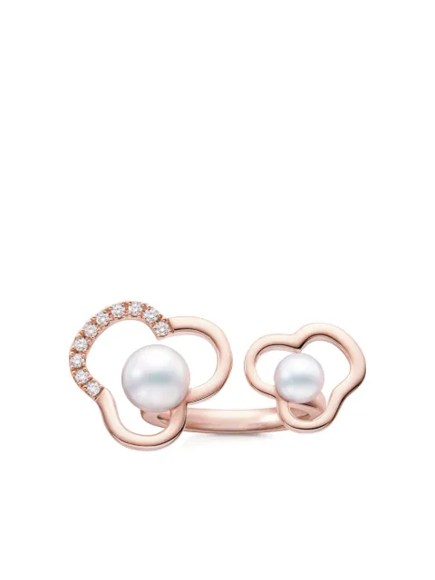 TASAKI 18K rose gold Chants signature akoya pearl and diamonds ring