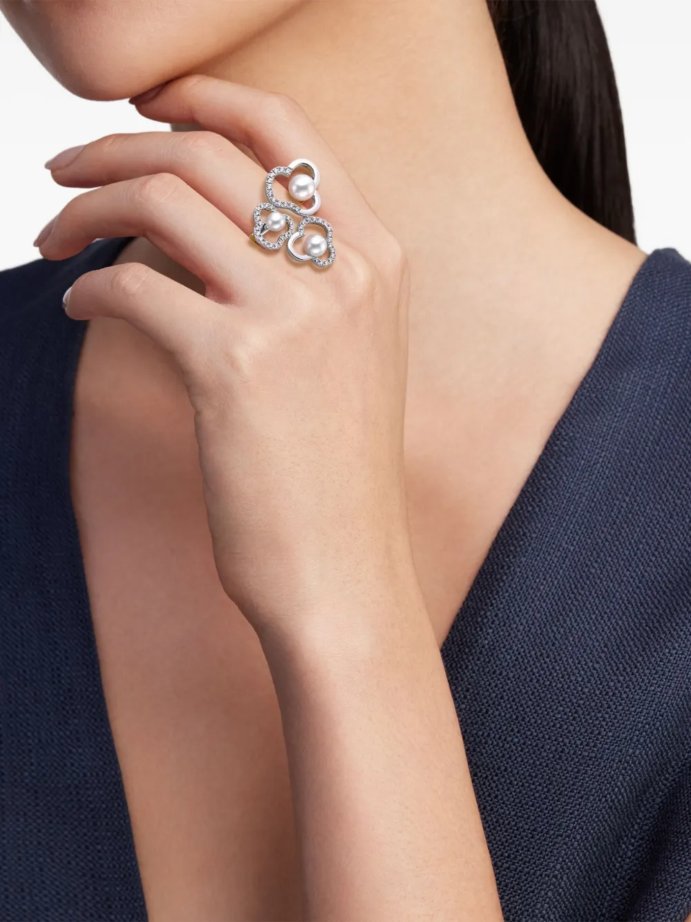 TASAKI 18K rose gold Chants signature akoya pearl and diamonds ring - TASAKI 18K rose gold Chants signature akoya pearl and diamonds ring -