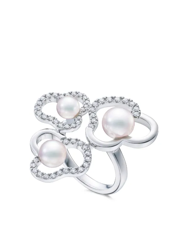 TASAKI 18K Rose Gold Chants Signature Akoya Pearl And