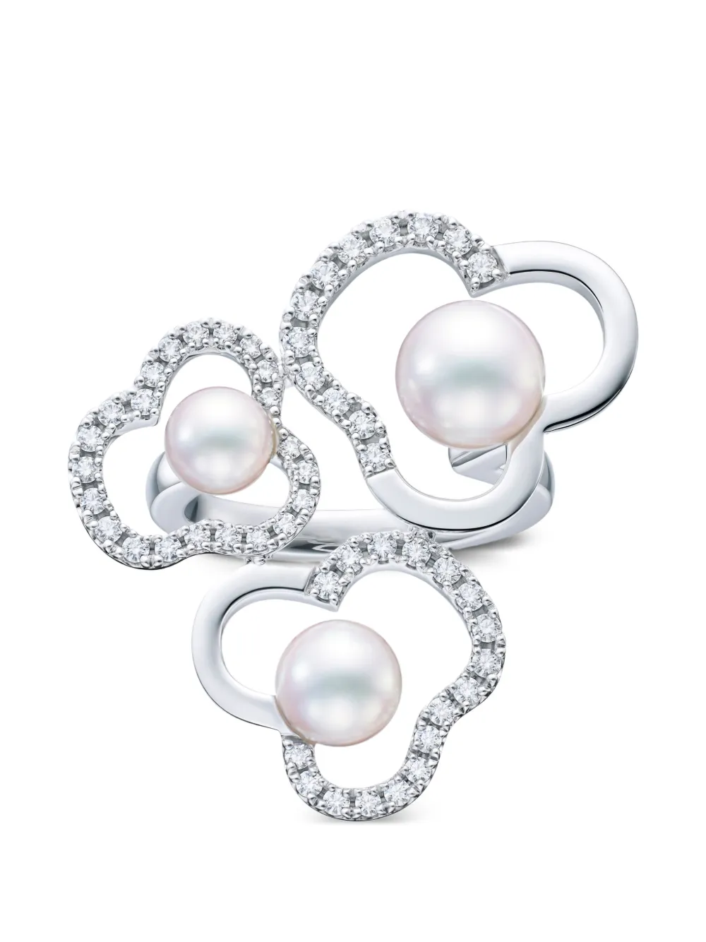 TASAKI 18K rose gold Chants signature akoya pearl and diamonds ring - Argento