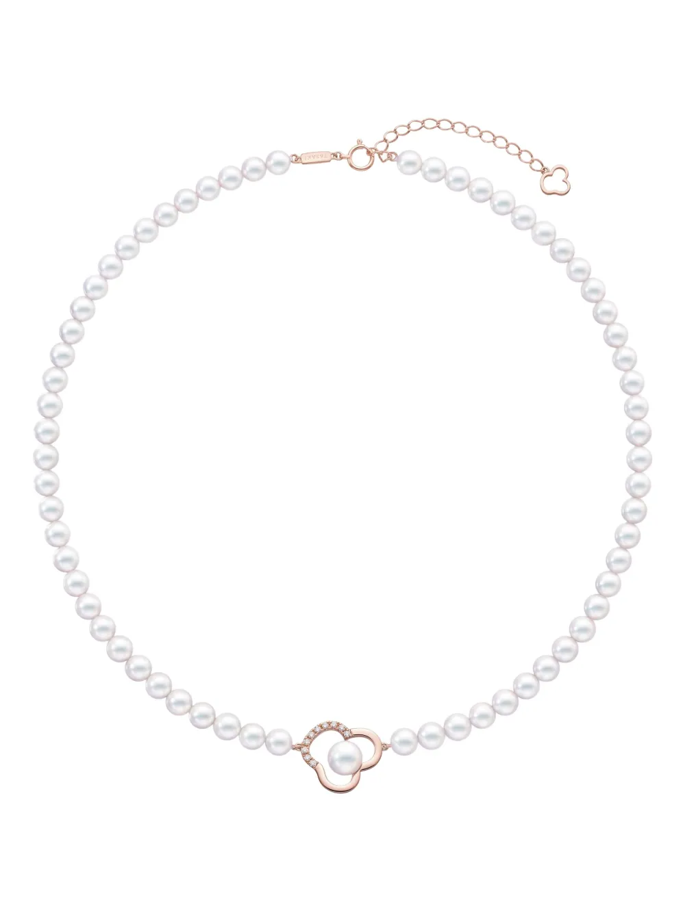 TASAKI 18K rose gold Chants signature akoya pearls and diamonds necklace - Bianco