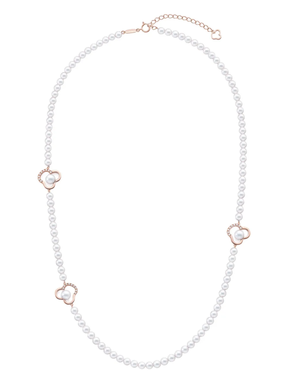 TASAKI 18K rose gold Chants signature akoya pearl and diamonds necklace - Bianco