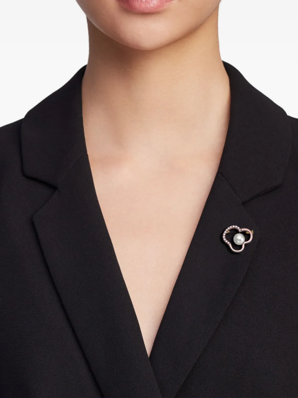 TASAKI 18K rose gold Chants signature akoya pearl and diamonds brooch TASAKI 18K rose gold Chants signature akoya pearl and diamonds brooch