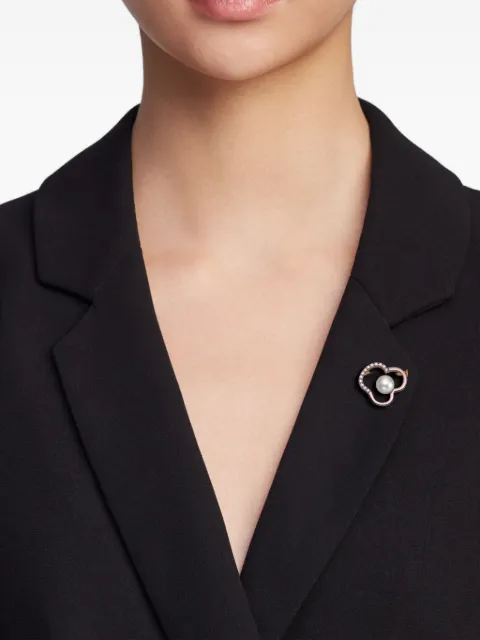 TASAKI 18K rose gold Chants signature akoya pearl and diamonds brooch
