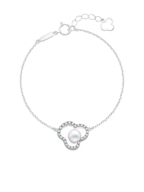 TASAKI 18K white gold Chants signature akoya pearl and diamonds bracelet