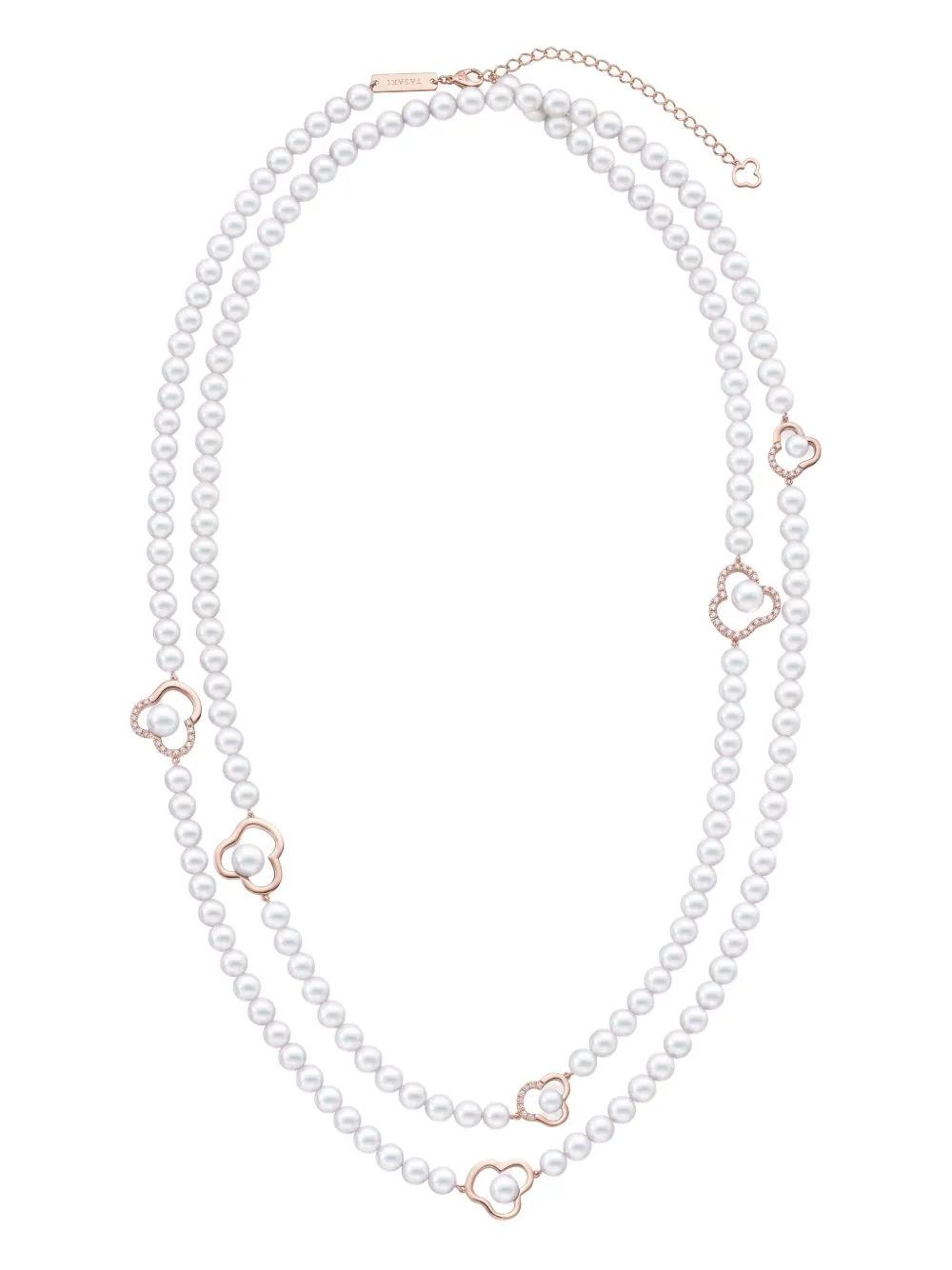 TASAKI 18K rose gold Chants signature akoya pearl and diamonds necklace - Argento