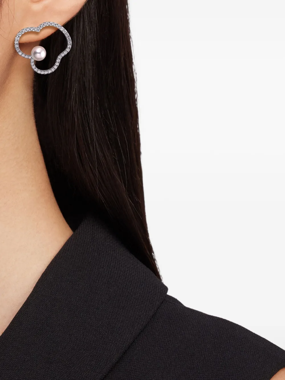 TASAKI 18K white gold Chants signature akoya pearl and diamonds earrings | Image 2