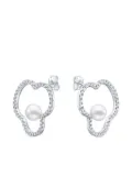 TASAKI 18K white gold Chants signature akoya pearl and diamonds earrings - Silver