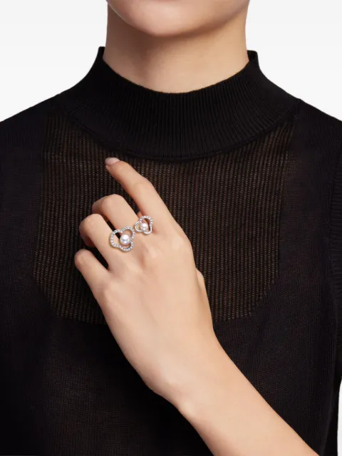 TASAKI 18K white gold Chants signature akoya pearl and diamonds ring