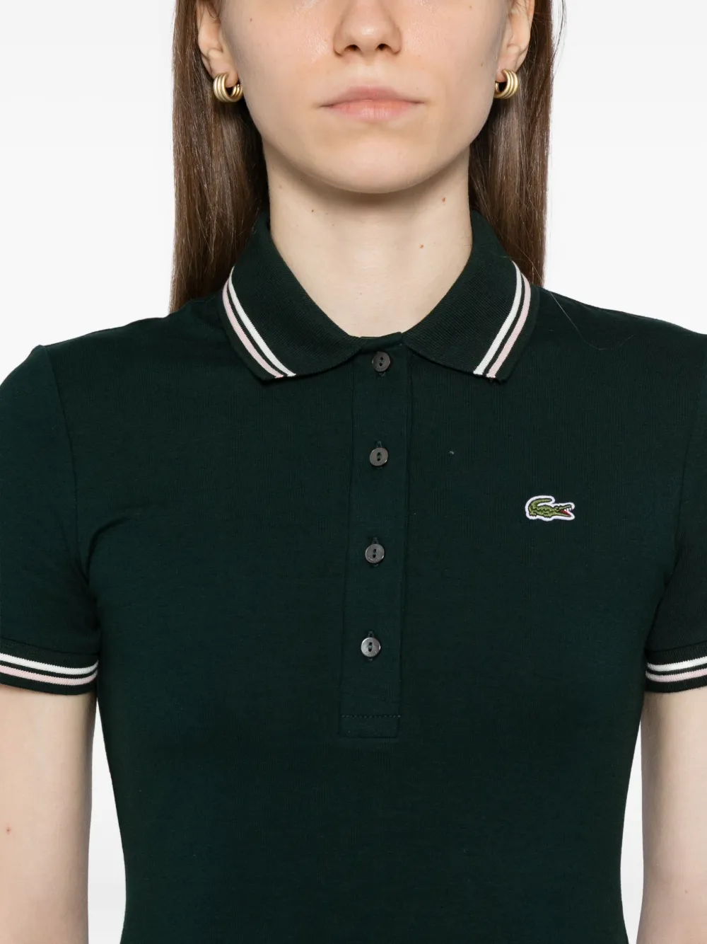 Lacoste Logo-appliqué Polo Dress In Green