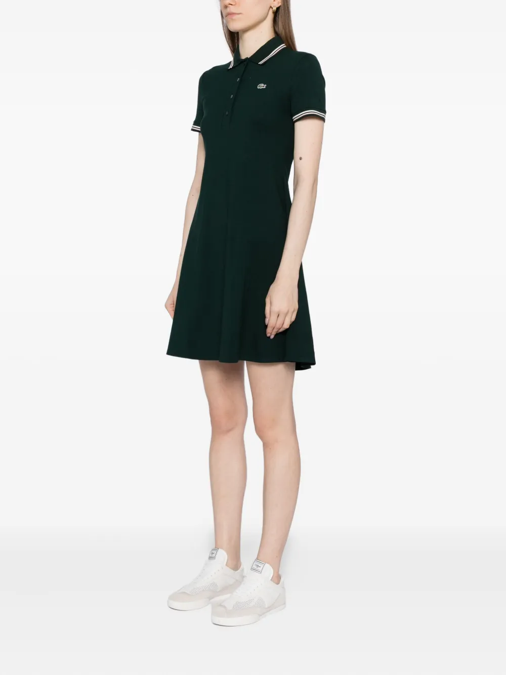 Lacoste Logo-appliqué Polo Dress In Green