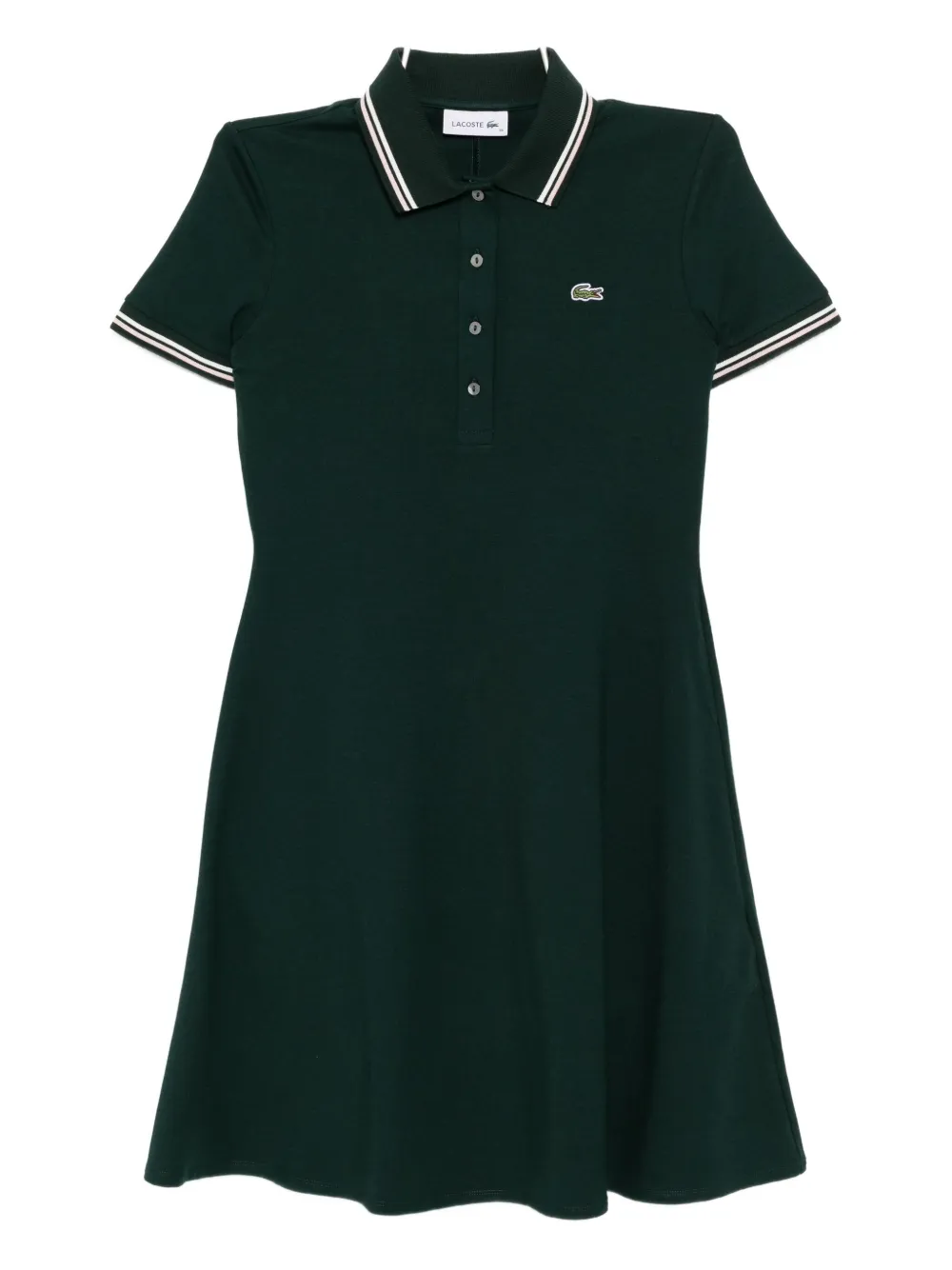 Lacoste Logo-appliqué Polo Dress In Green