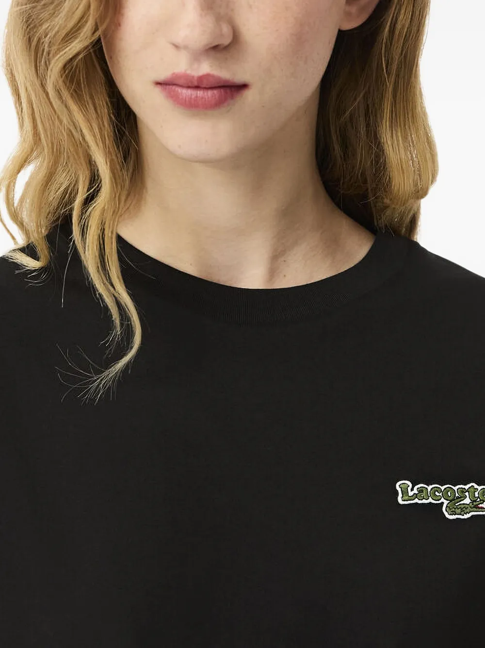 Lacoste T-shirt met geborduurd logo Zwart