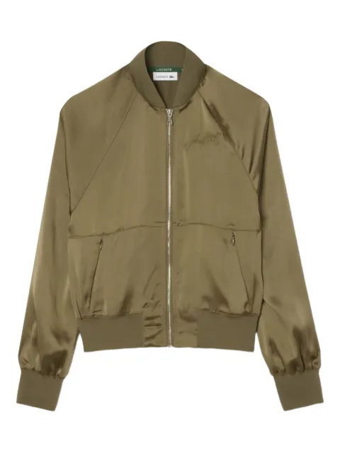 Lacoste logo-embroidered satin bomber jacket