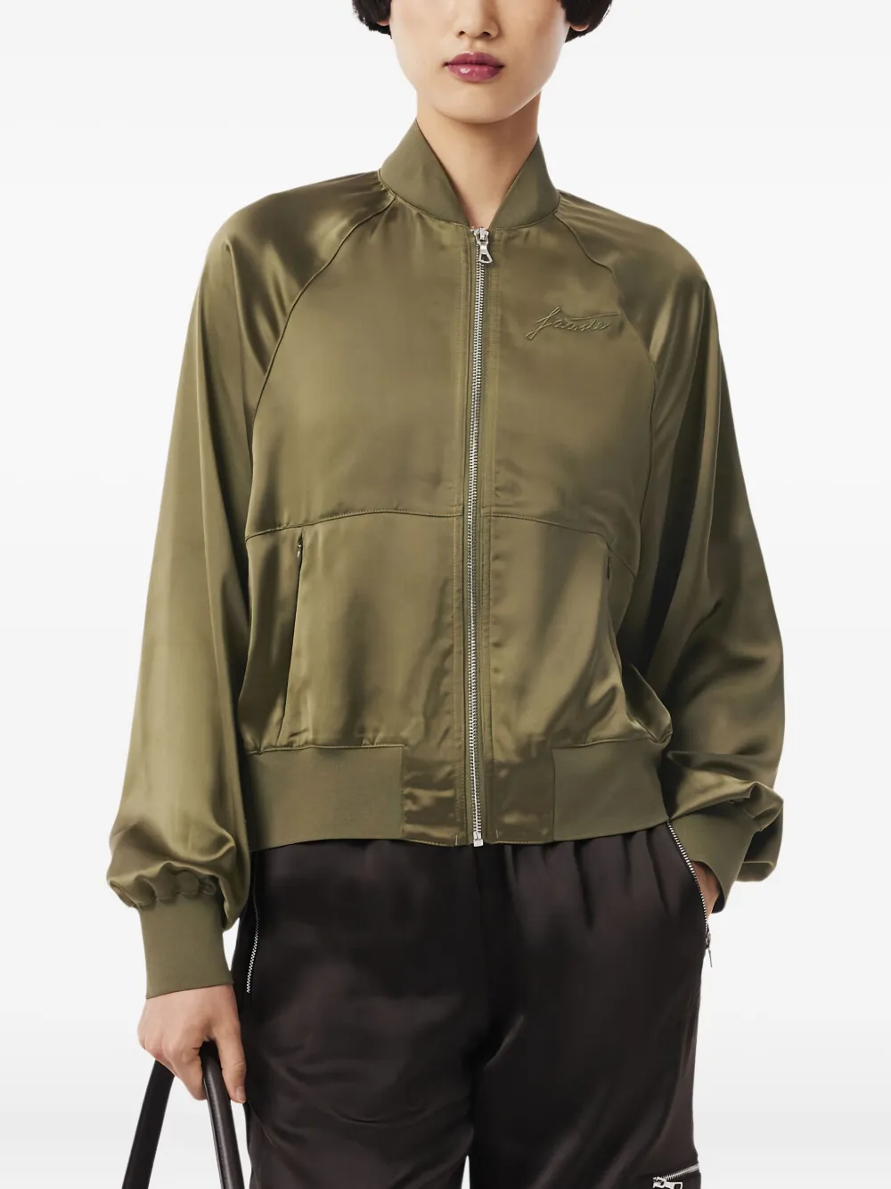 Lacoste logo-embroidered satin bomber jacket | Varsity Jackets | Image 2