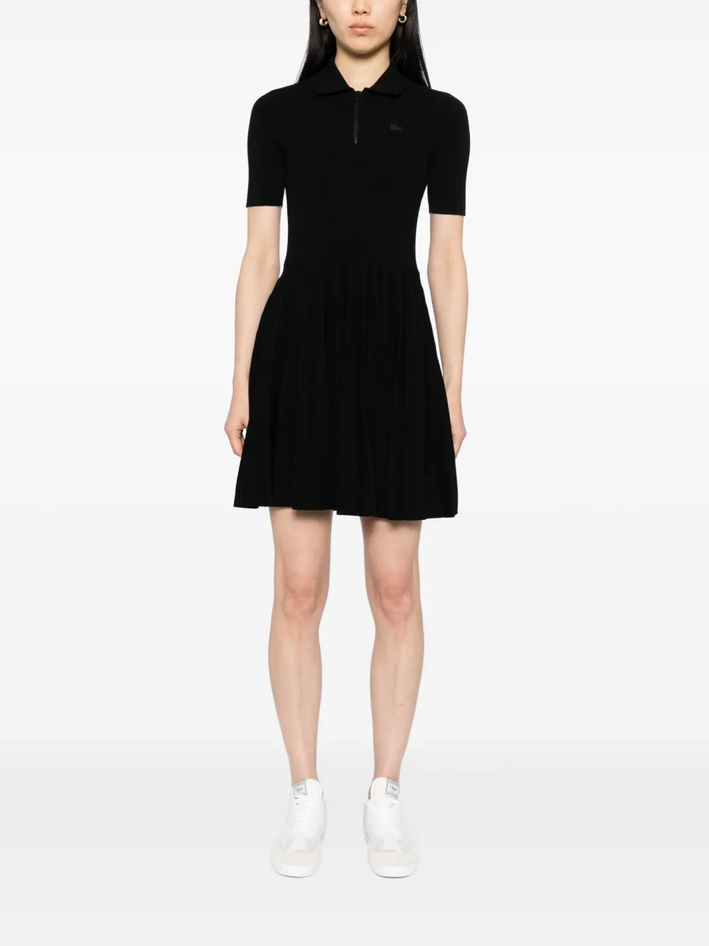 Lacoste Jurk met geborduurd logo - Zwart