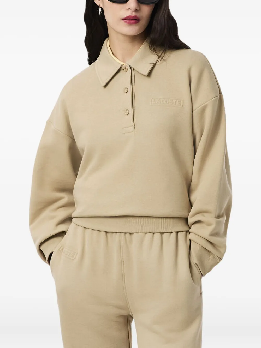 Lacoste Polotop met logopatch - Beige