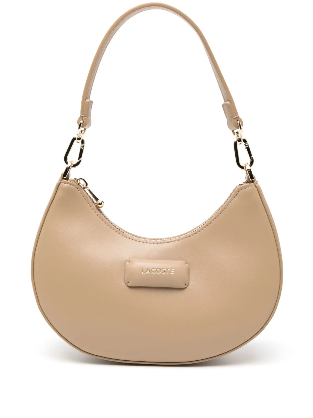 Lacoste logo-appliqué half-moon bag - Marrone