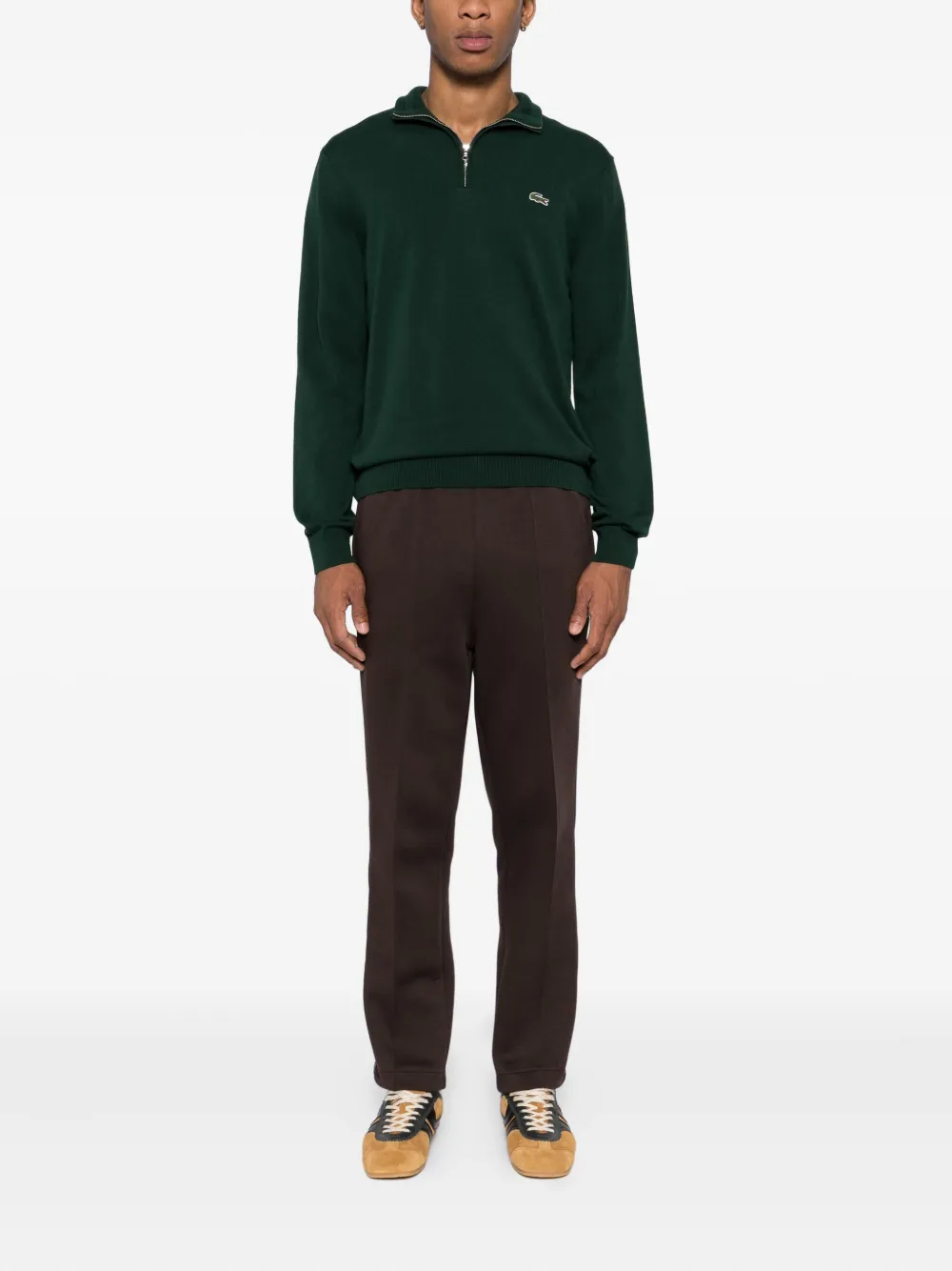 Lacoste Broek met geborduurd logo - Bruin