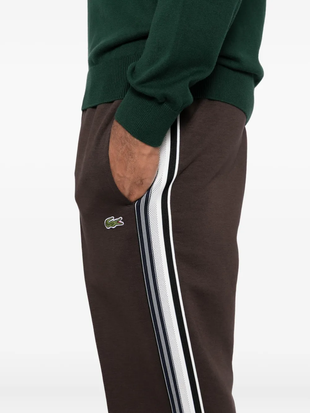 Lacoste Logo-embroidered Trousers In Brown