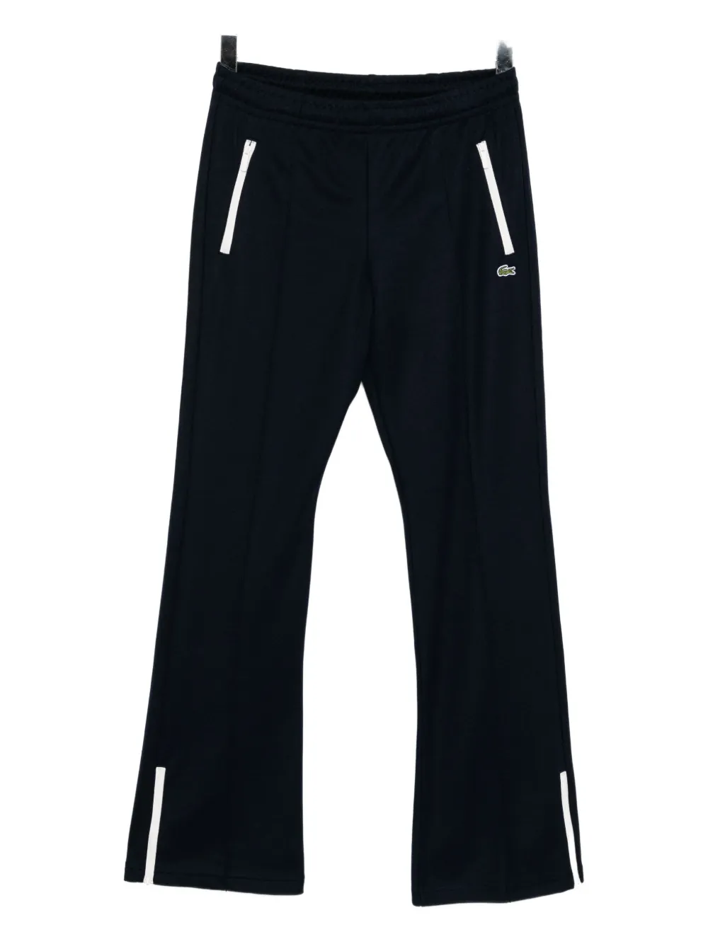 Lacoste Logo-embroidered Flared Trousers In Blue