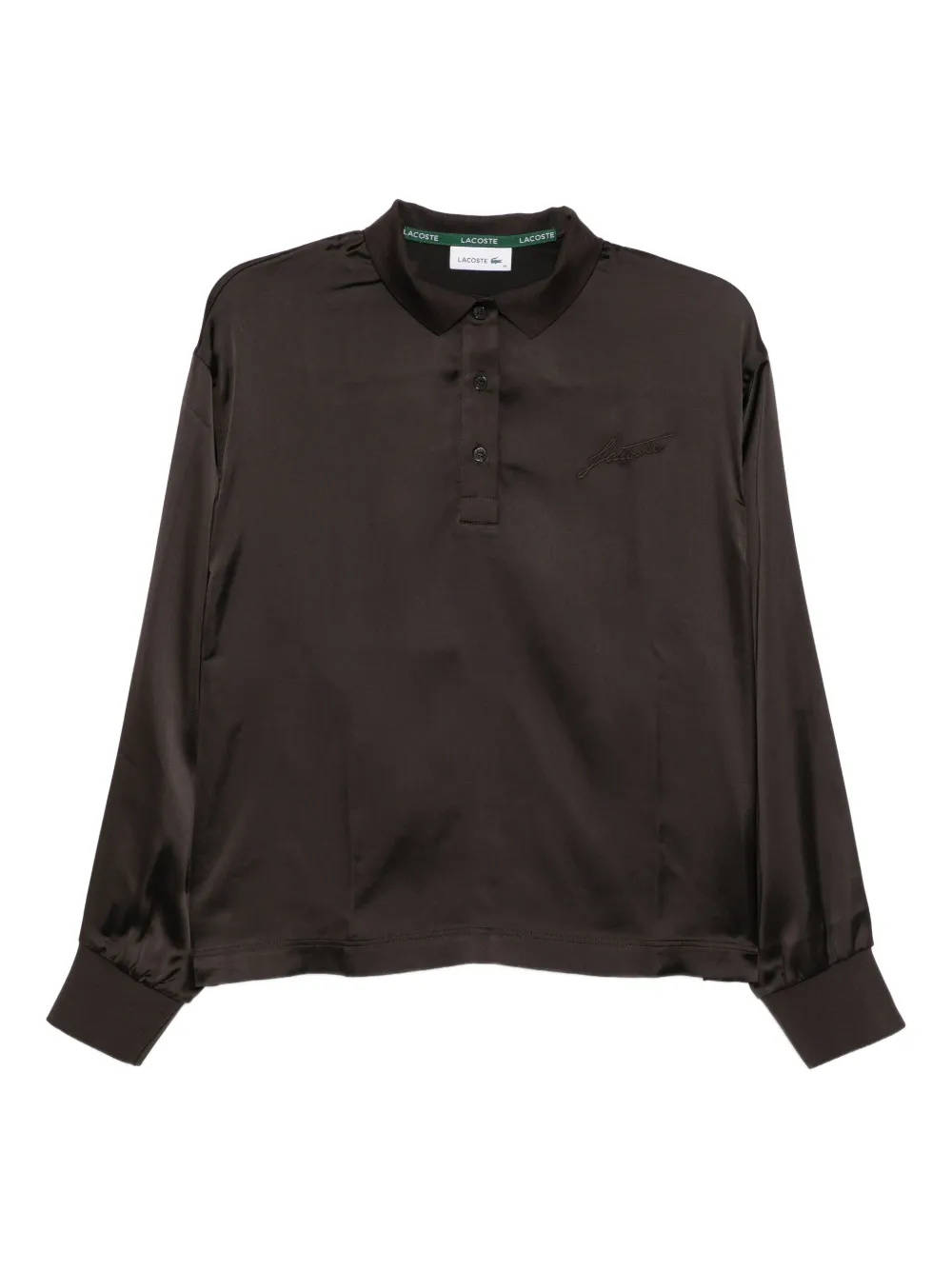 Lacoste embroidered-logo polo top - Braun