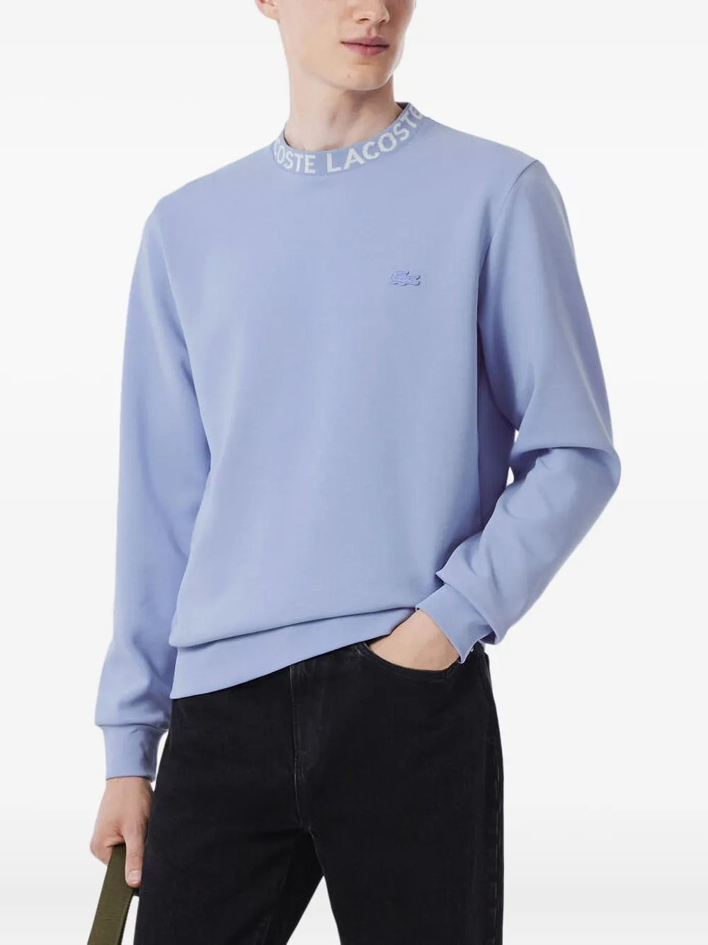 Lacoste logo-embroidered crew-neck sweatshirt - Blauw