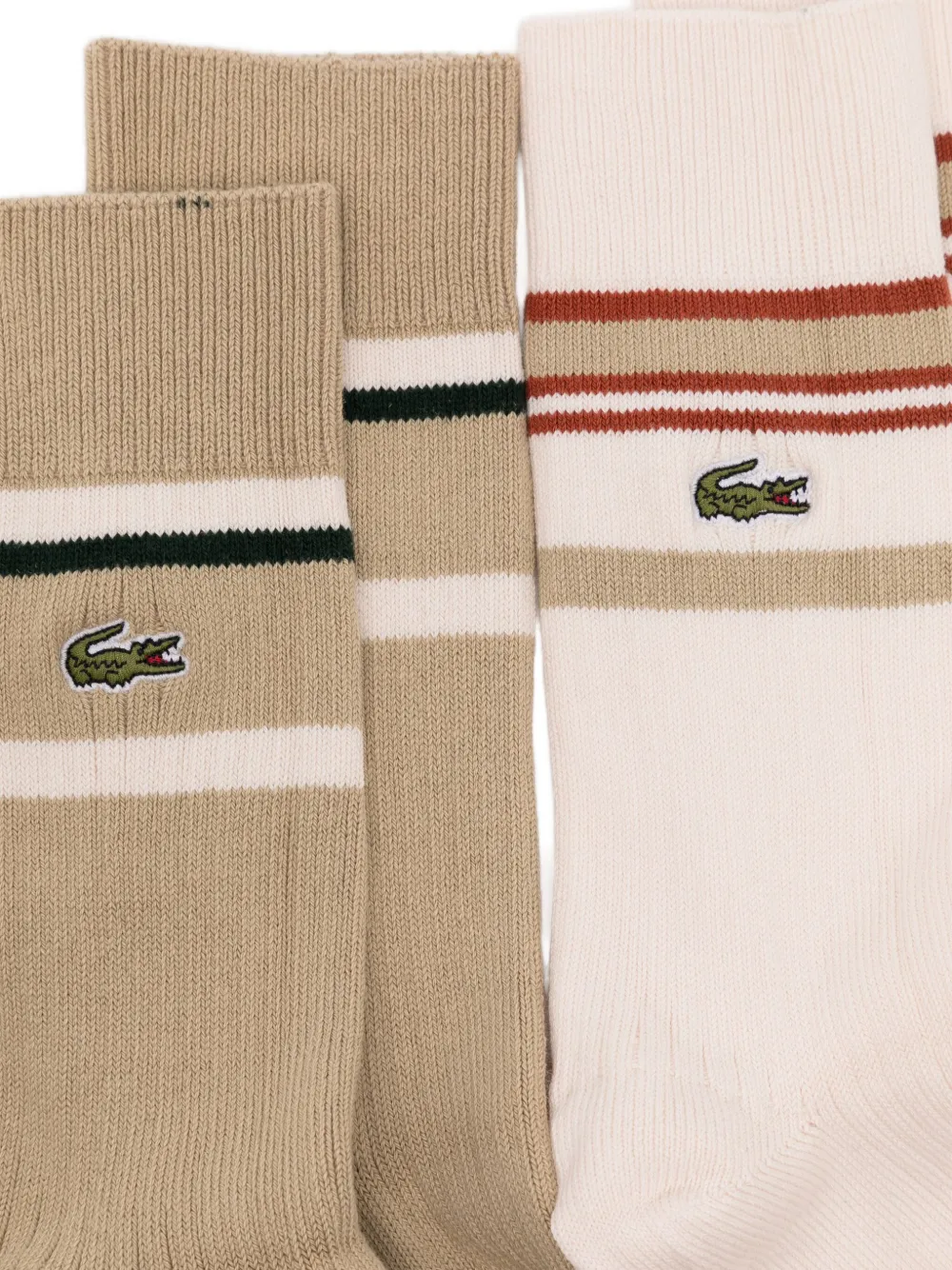 Lacoste Striped Socks (set Of Two) In Neutral
