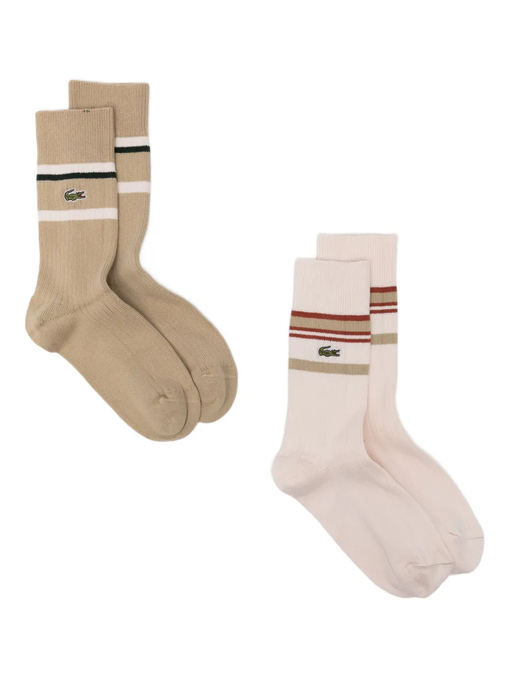 Lacoste Striped Socks (set Of Two) In Neutral