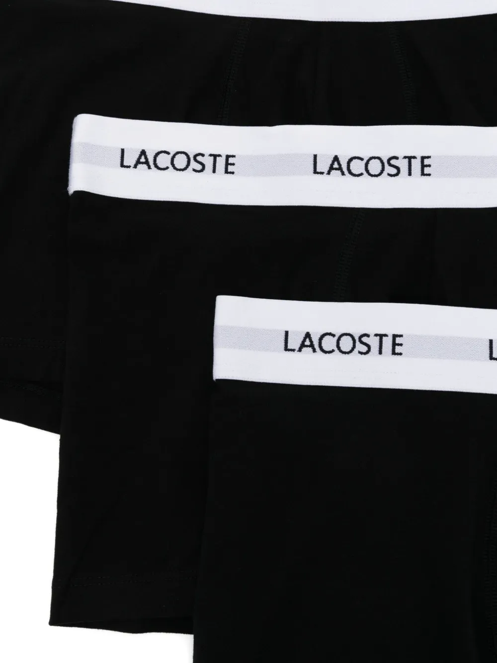 Lacoste Drie stretch boxershorts met logoband Zwart