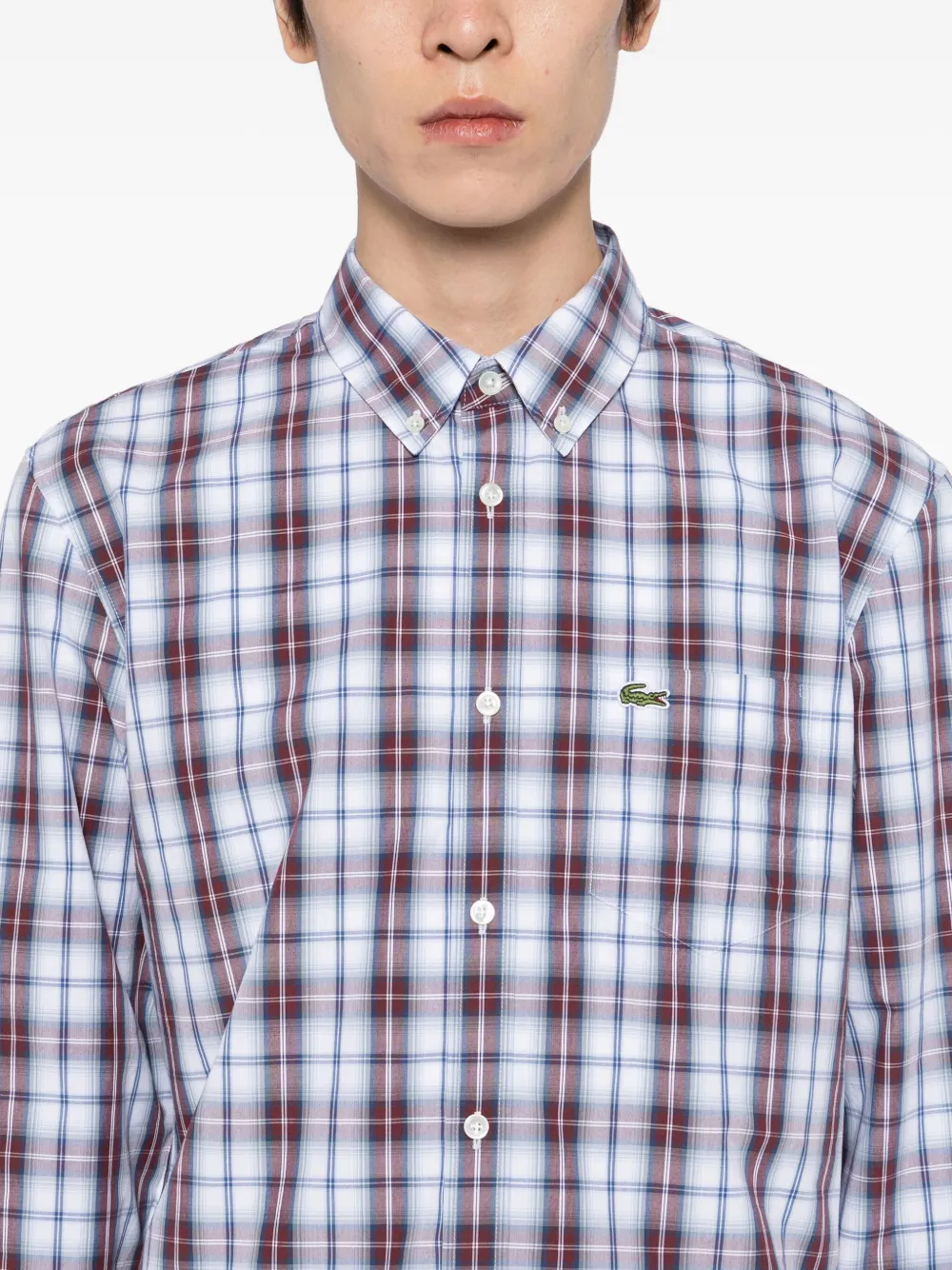 Lacoste Geruit overhemd met logo-applicatie Blauw