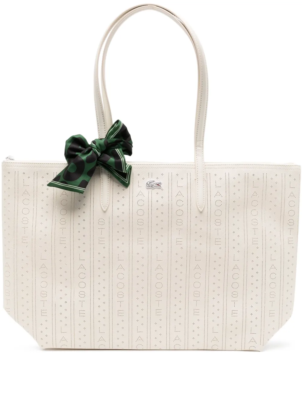 Lacoste Borsa tote Lou con logo ricamato - Bianco