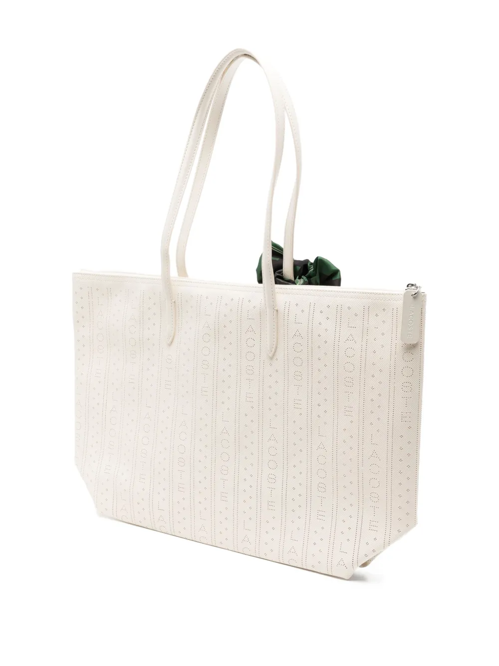 Lacoste Shopper met geborduurd logo - Wit
