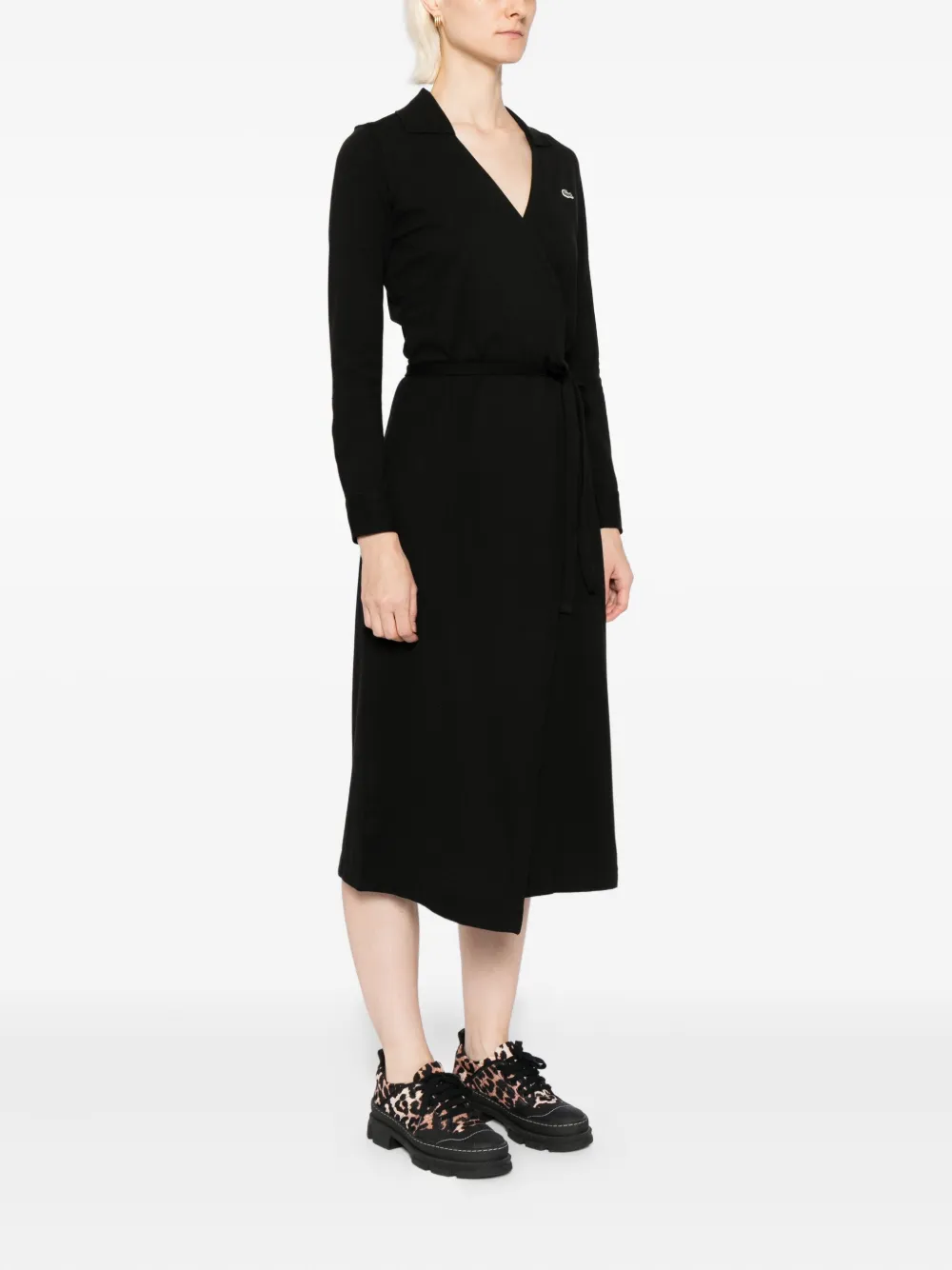 Lacoste Jurk met logopatch - Zwart