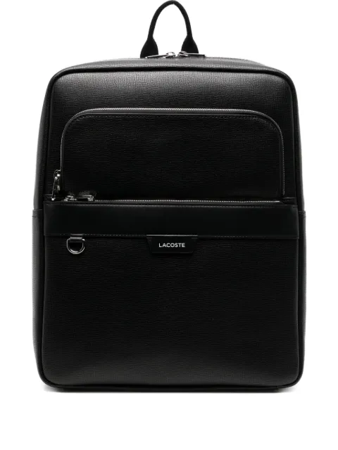 Lacoste logo-plaque leather backpack