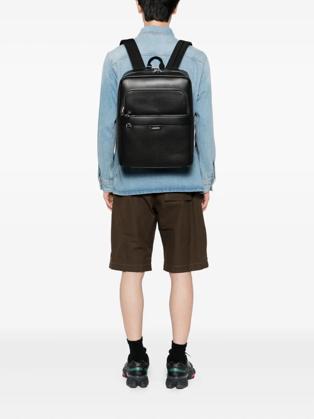 Lacoste Leren rugzak Zwart