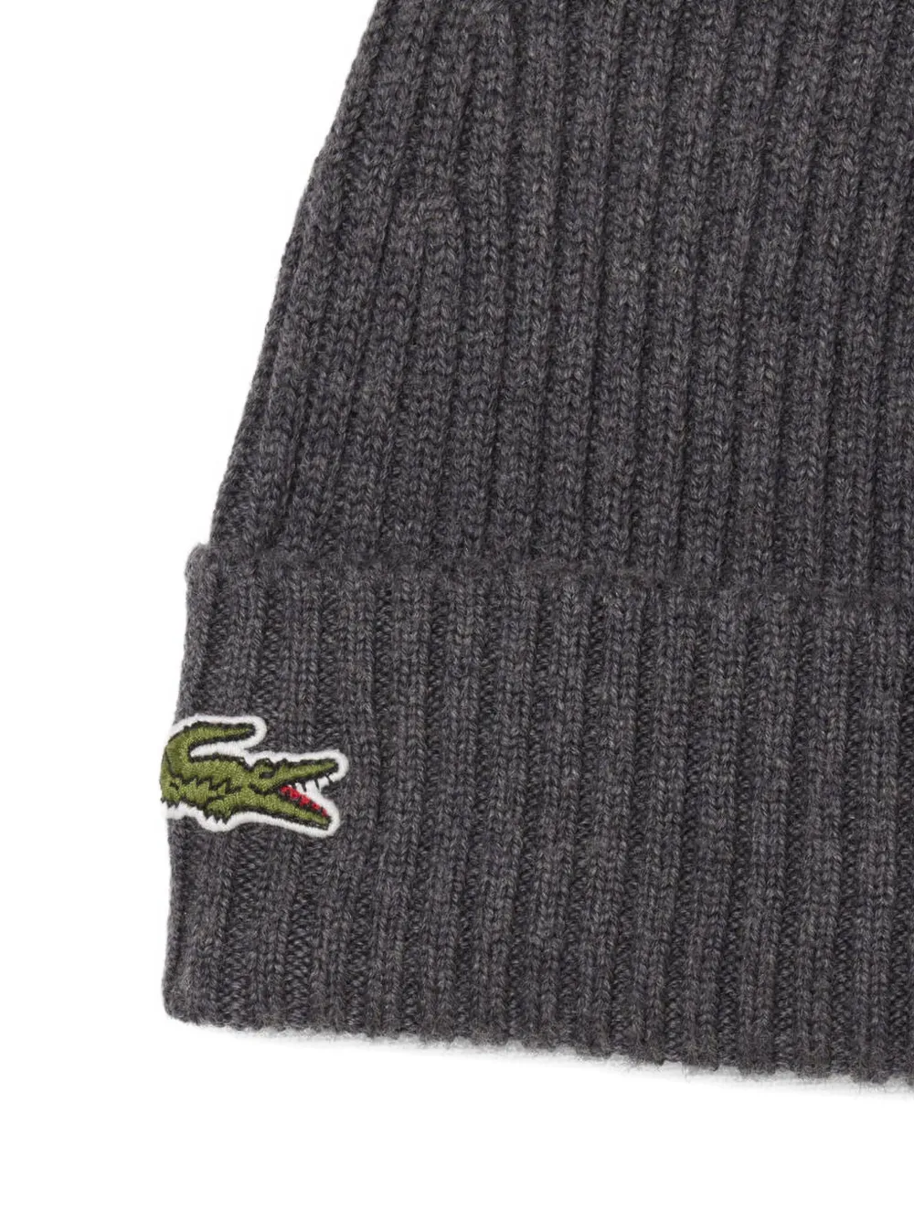Lacoste rib-knit beanie hat - Grijs