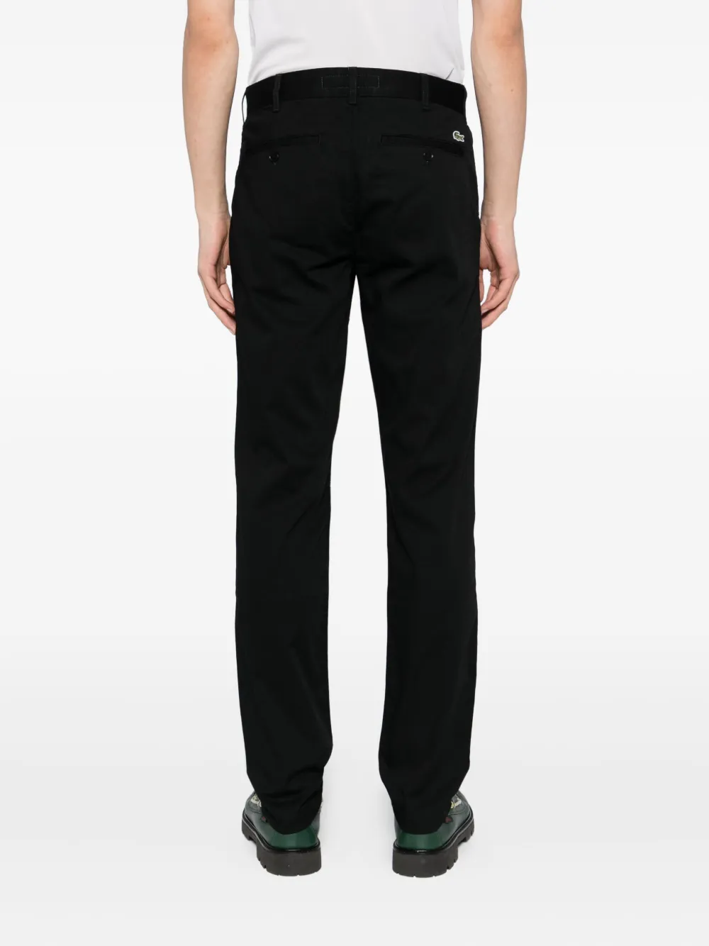 Lacoste Logo-appliqué Chino Pants In Black