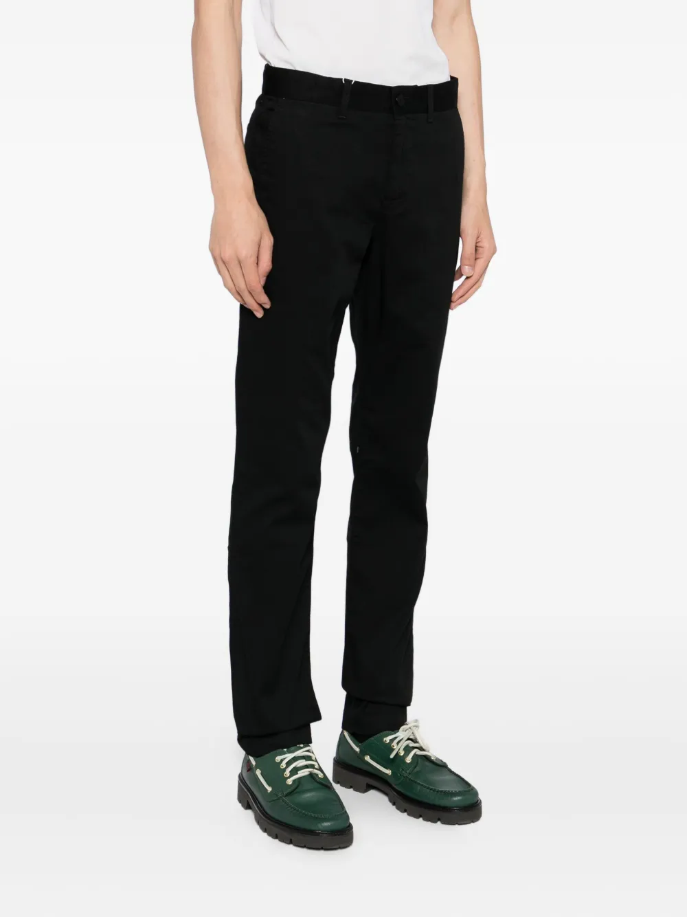 Lacoste Logo-appliqué Chino Pants In Black