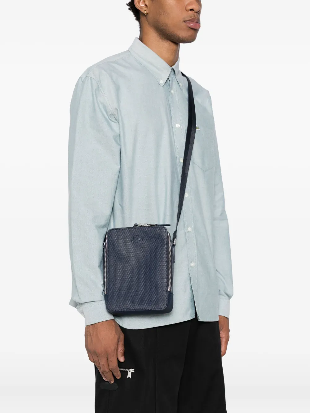 Lacoste Schoudertas met logo-reliëf - Blauw