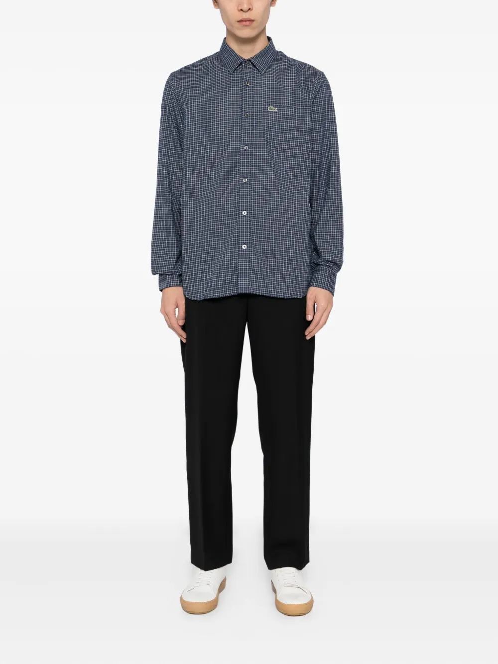 Lacoste Geruit katoenen overhemd - Blauw