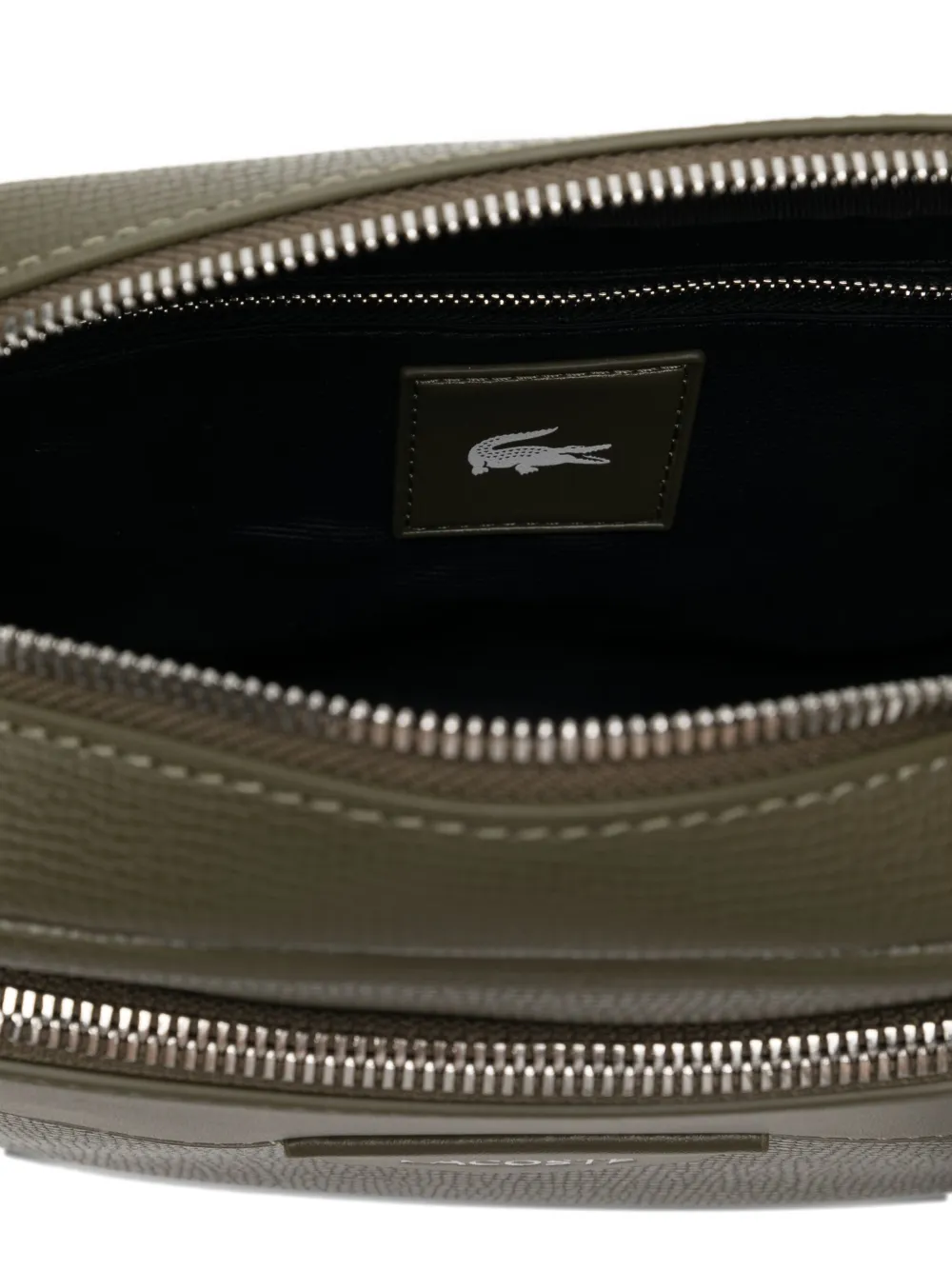 Lacoste Ossian Leather Messenger Bag In Green