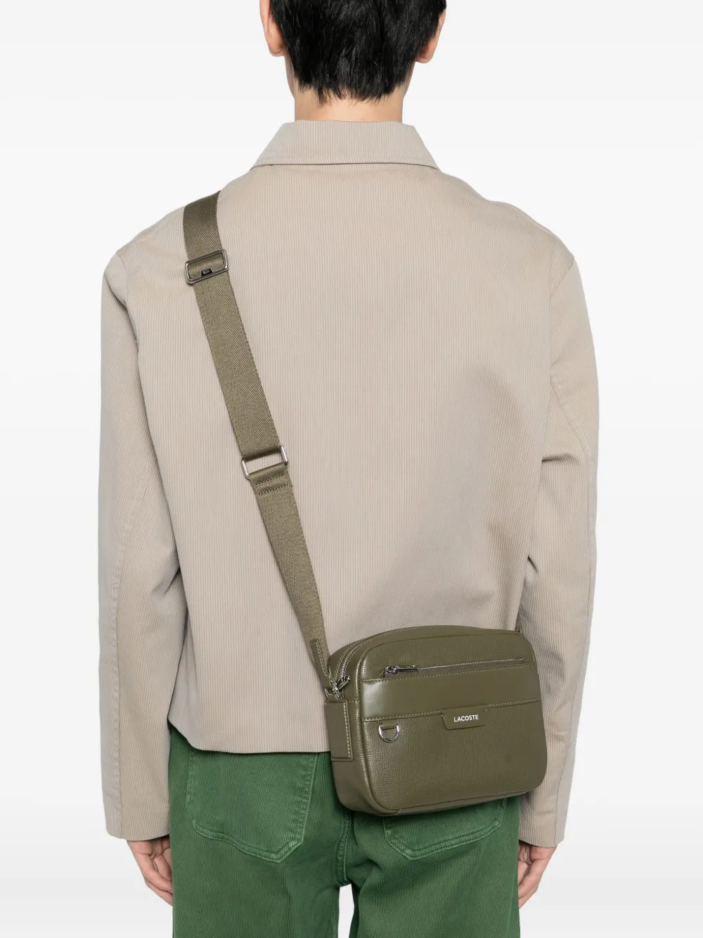 Lacoste Ossian leren messengertas - Groen
