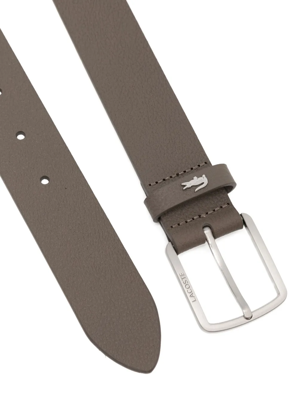 Lacoste Grained Leather Belt In Brown