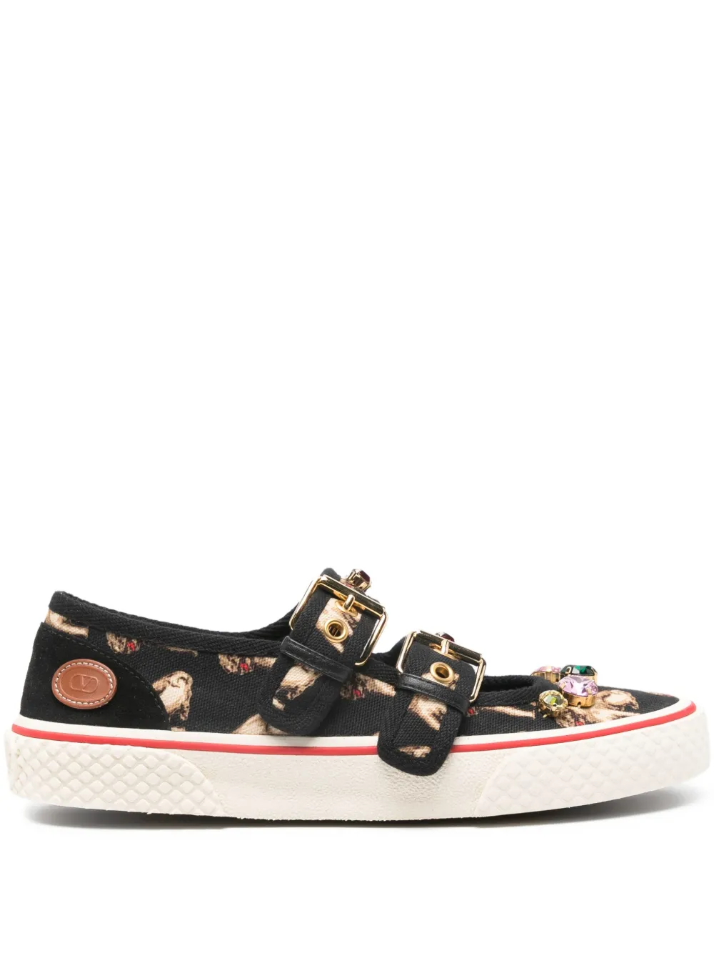 Valentino Garavani double-buckle slip-on ballerina sneakers - ブラック Valentino Garavani double-buckle slip-on ballerina sneakers - ブラック